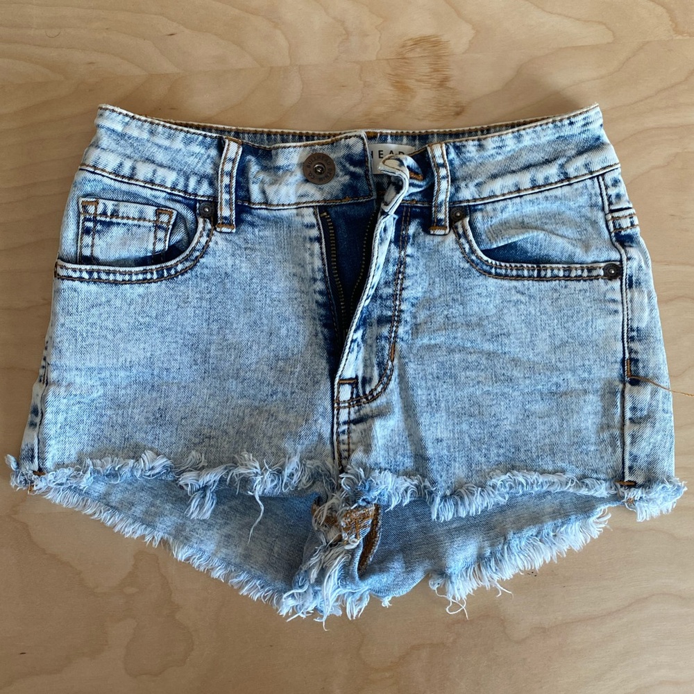 High-waisted Light-washed Denim Shorts